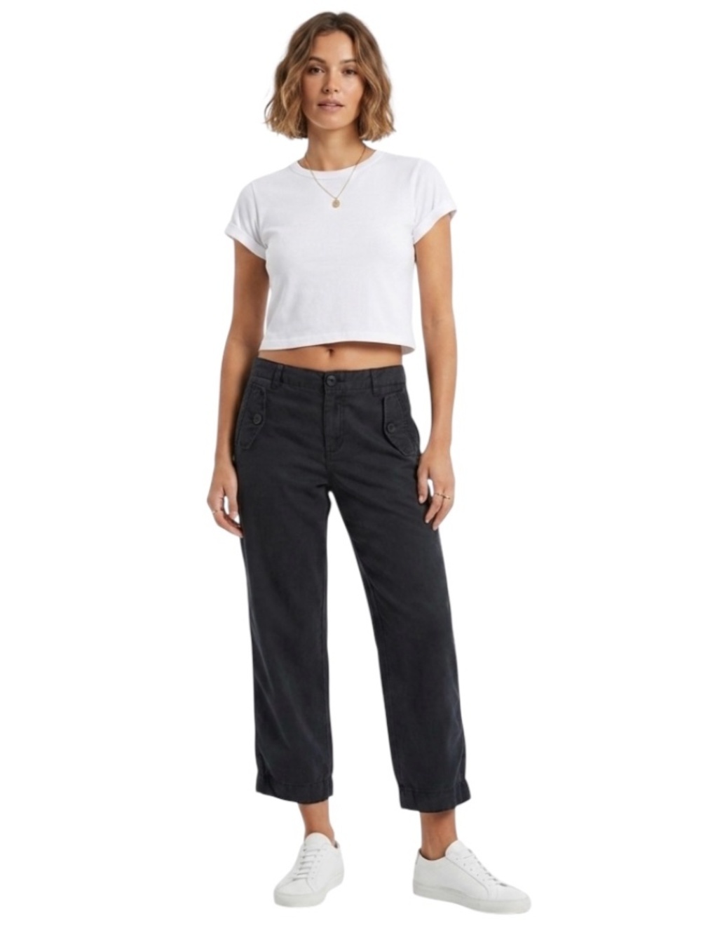 Gap Womens Cropped Pants Sz 4 Black Utility Modern Clean Girl Streetwear Chino - Picture 1 of 13